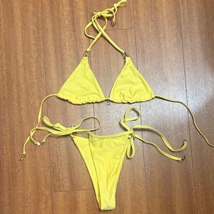 Yellow Triangle String Bikini Set